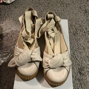 Fenty Puma flat form shoes with long ribbon for tie with bow